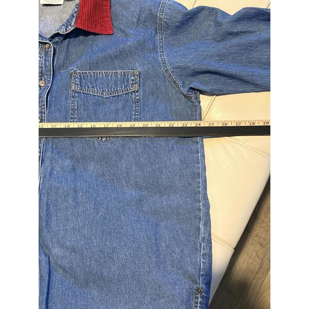 Carolina Blues plus Women's Red Corduroy Collar Denim Shirt 18W - Picture 8 of 10
